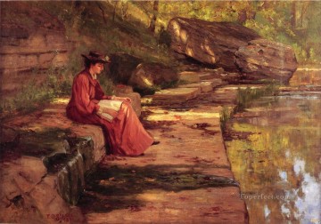 Theodore Clement Steele Painting - Daisy by the River Theodore Clement Steele